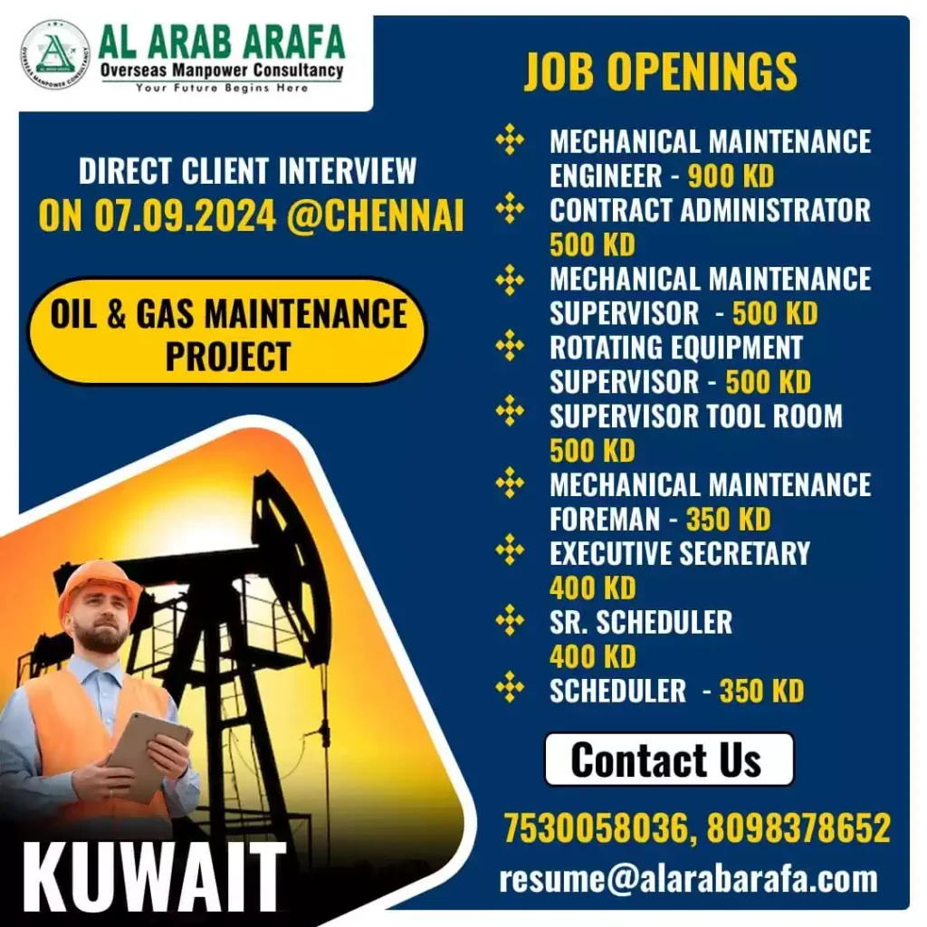 MECHANICAL MAINTENANCE SUPERVISOR 500KD KUWAIT