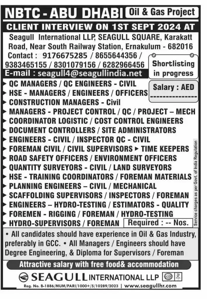 very urgent job offers in Dubai NBTC
