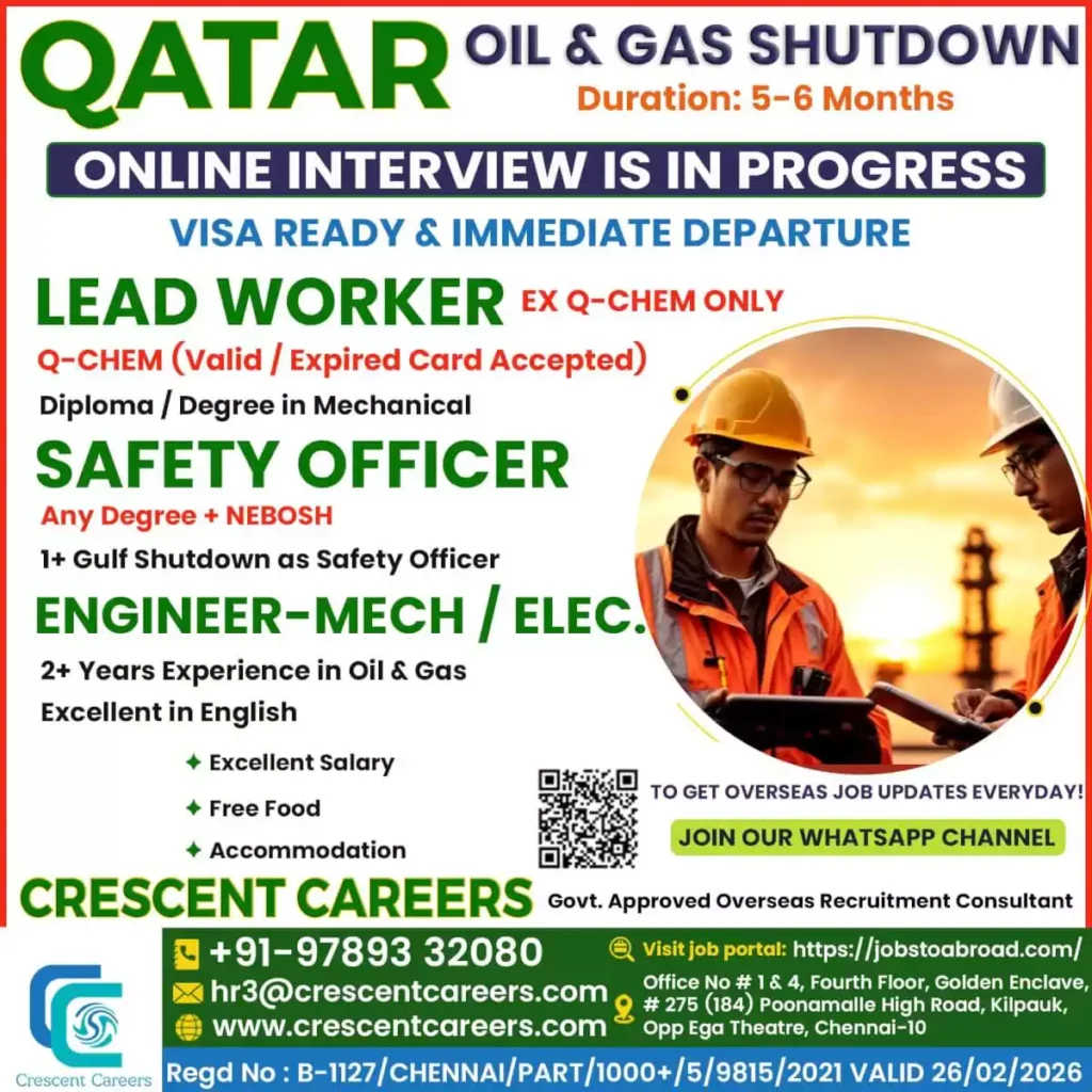 Oil & Gas Qatar Shutdown Project Safety Officers