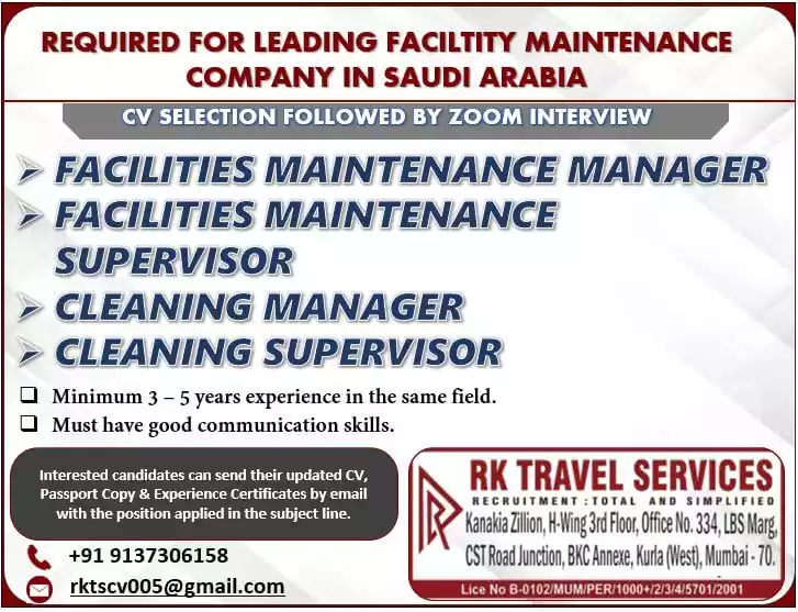 facility maintenance supervisor ksa